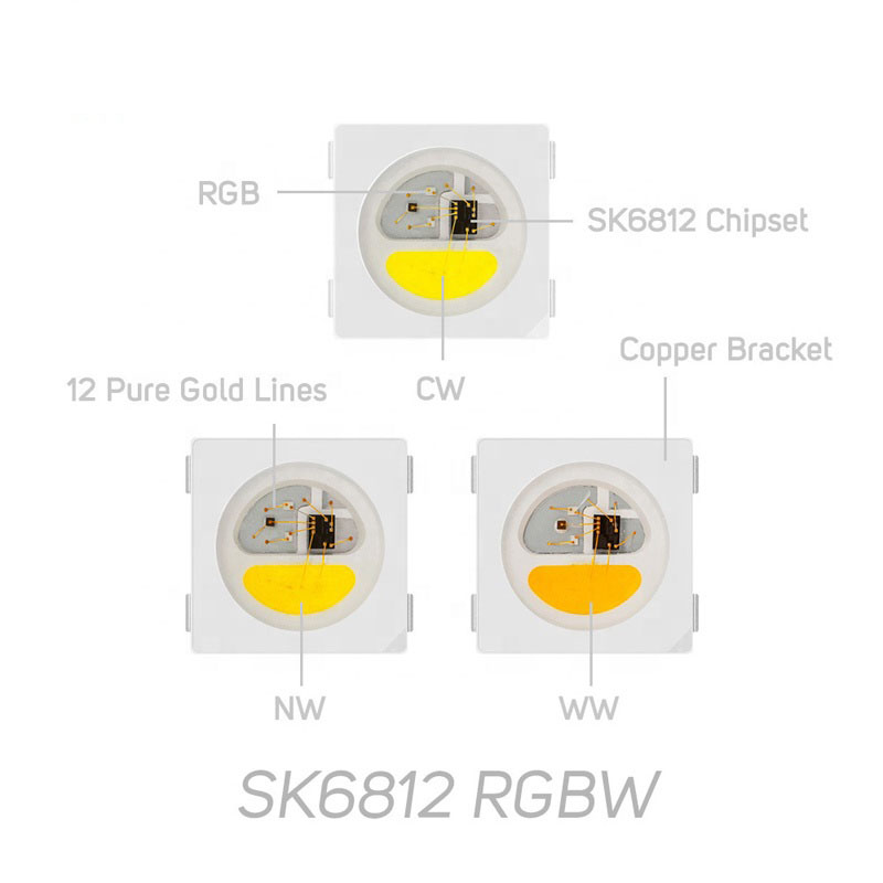 SK6812 RGBW/WWA 30LEDS/M DC5V 10MM-Wide Digital Intelligent Addressable LED Strip Lights - 5m/16.4ft per roll